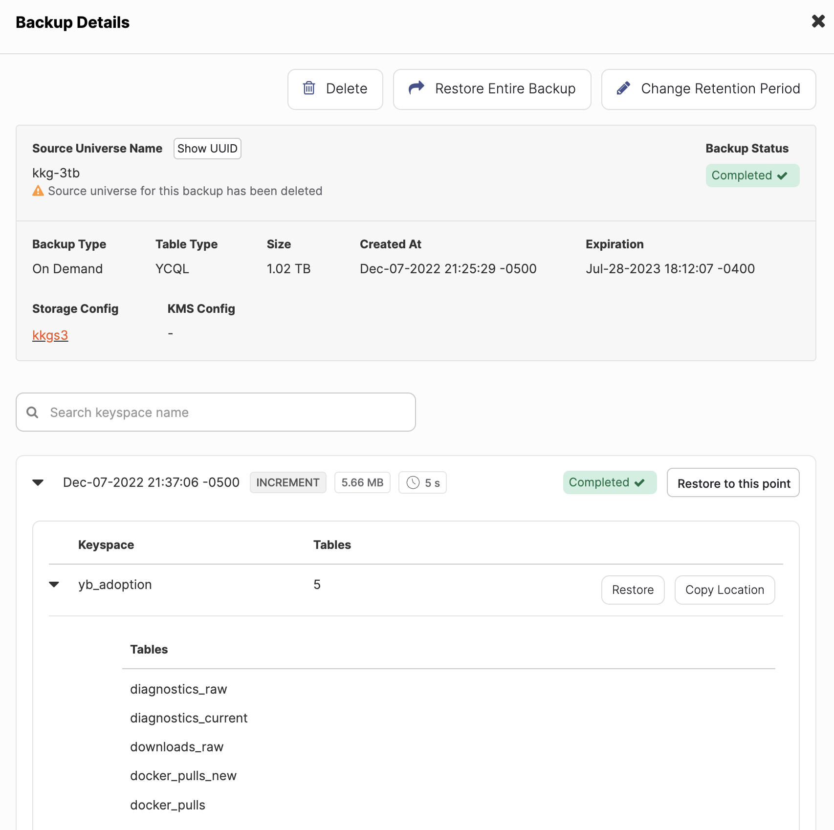 Restore YCQL Restore YCQL
